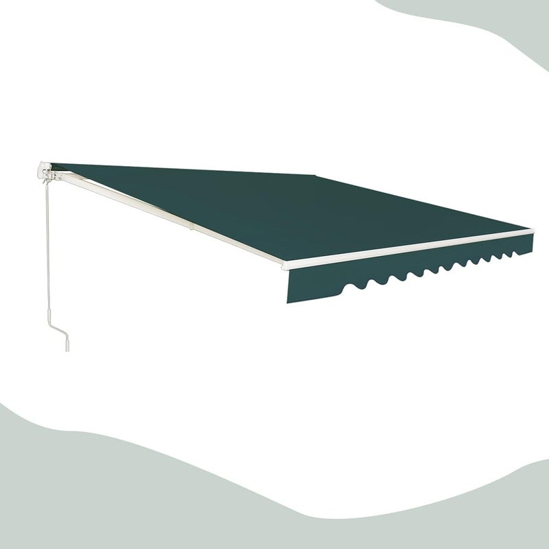 Markiza Zwijana, Ręczna Markiza Aluminiowa z Korbką i Regulowanym Kątem Nachylenia 5-35°, 300 x 250 cm, Zielona