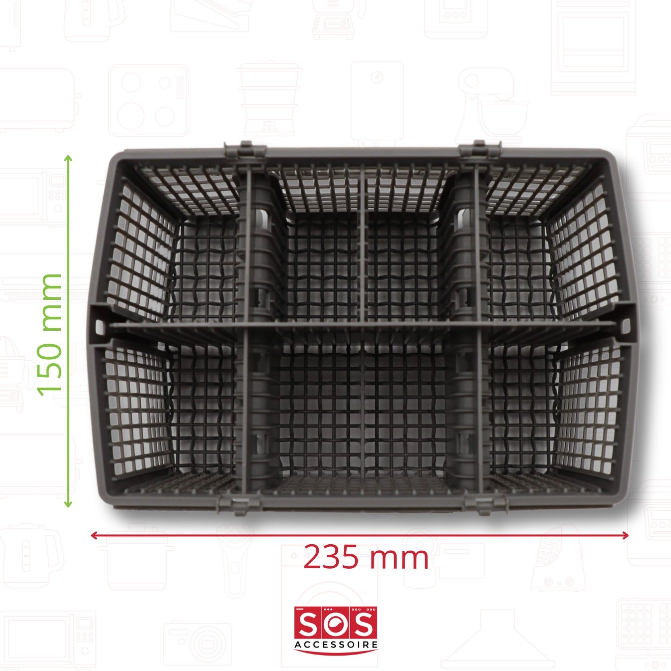 SOS Accessoire Panier a couverts 23*15*12/21cm pour Lave-vaisselle BOSCH 11018806, 11057829 11018806, 11057829 00668270 11018806 - 2