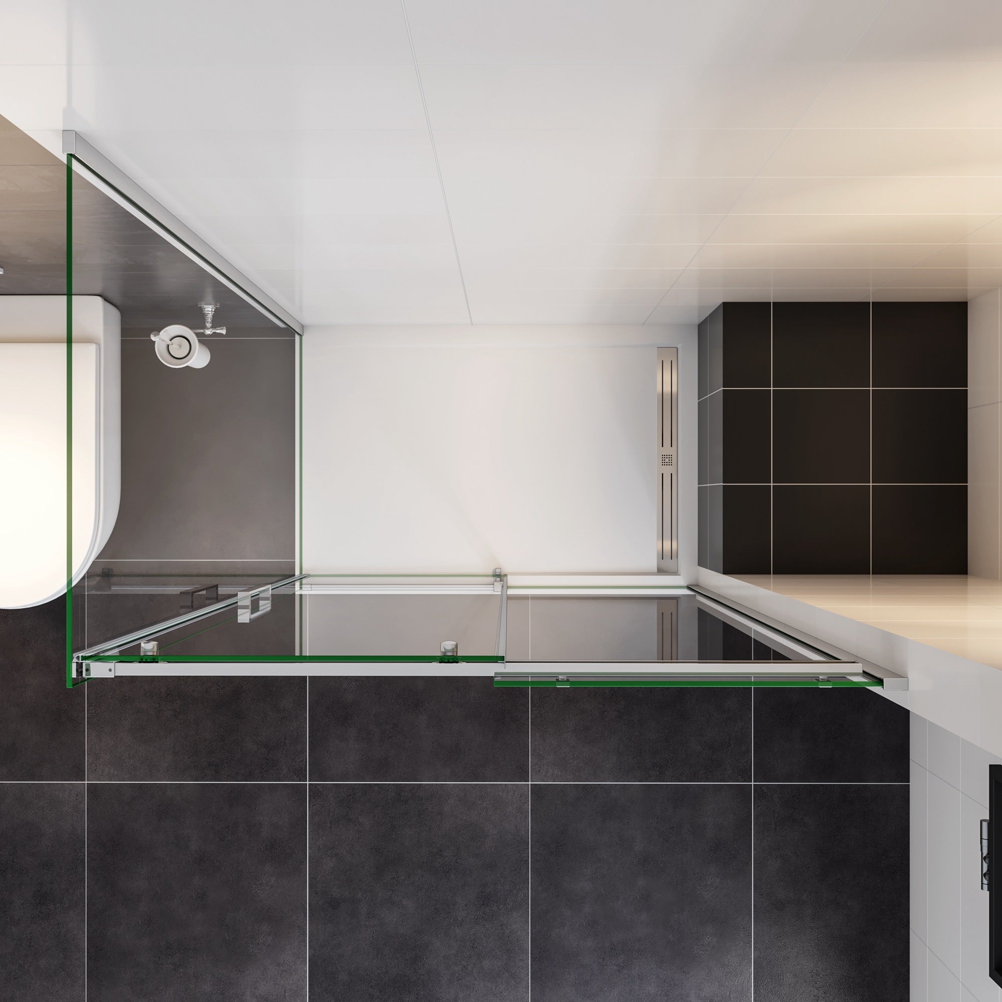 Box Doccia Angolare alto 195 cm Porta Scorrevole 140x90cm Vetro Temperato Trasparente 8 mm Anticalcare Telai in Alluminio Cromato Lucido - 5