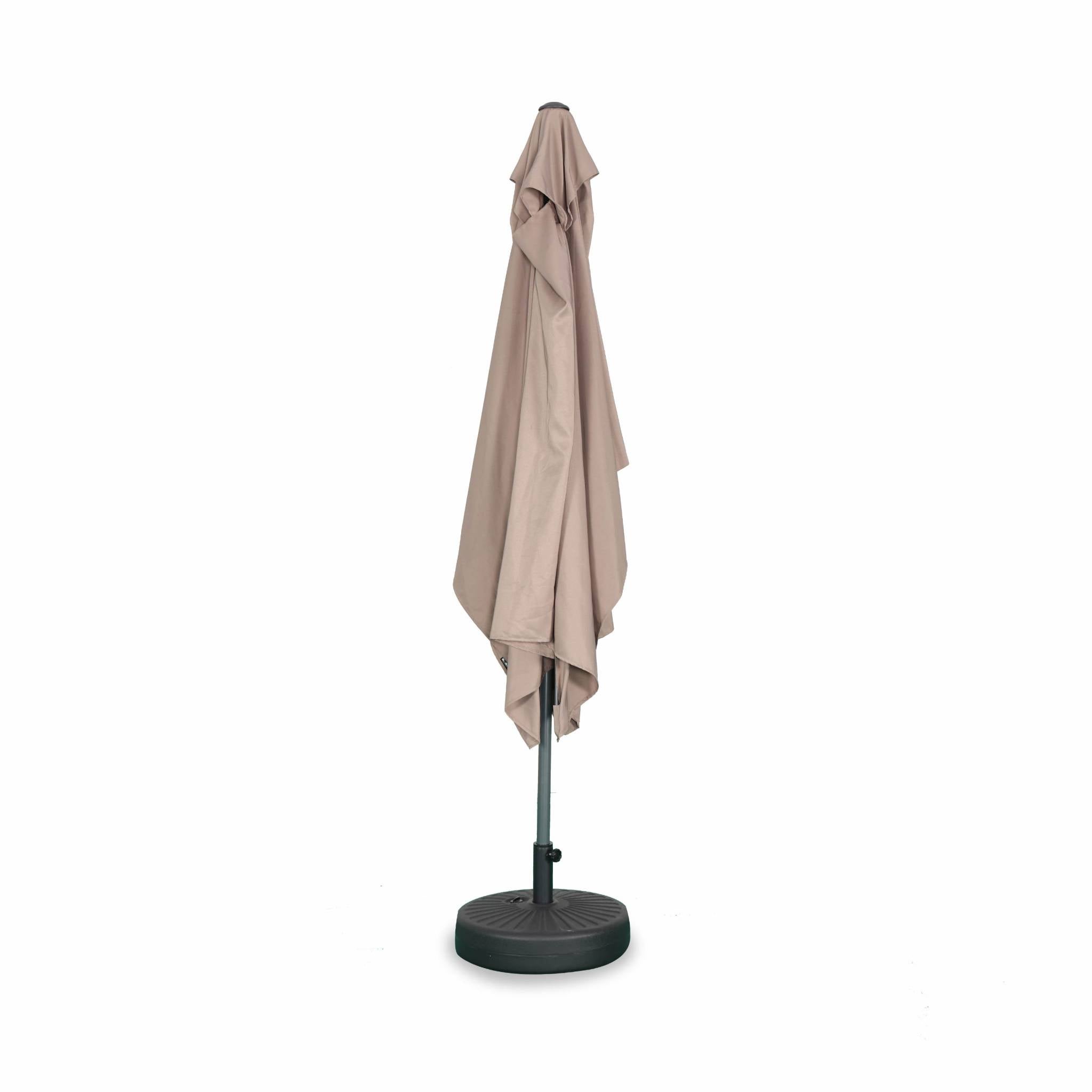 Parasol droit rectangulaire 2x3m - Touquet taupe - mât central en aluminium orientable et manivelle d'ouverture - 5