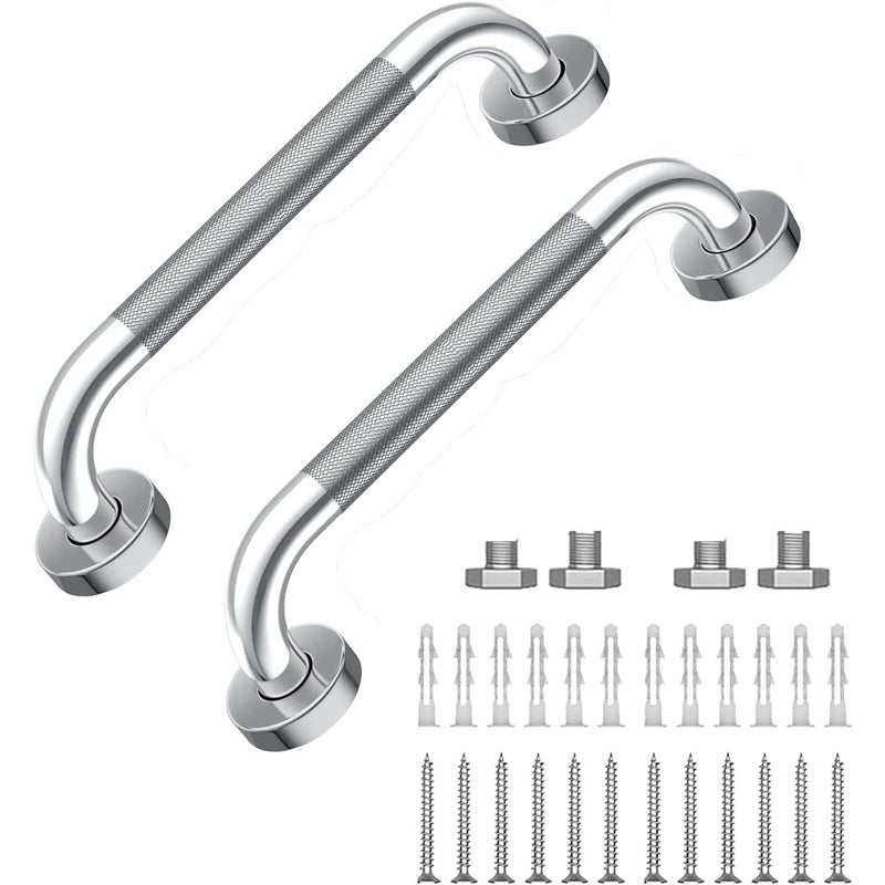 Antypoślizgowa, ścienna poręcz ze stali nierdzewnej o długości 30 cm do łazienki - poręcz asekuracyjna zapewniająca bezpieczeństwo w łazience