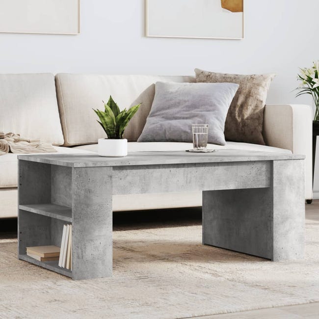 Table basse Gris béton 90x50x36,5 cm Bois d'ingénierie- SALALIS -SP0552 Table basse Gris béton 90x50x36,5 cm Bois d'ingénierie- SALALIS -SP0552