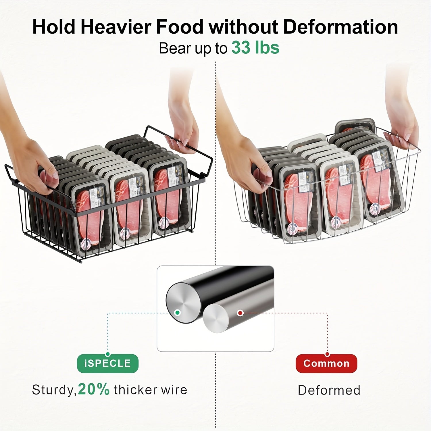 Lot de 4 paniers de rangement pour réfrigérateur de cuisine, étagère de rangement polyvalente pour congélateur portable, panier de rangement empilable - 5