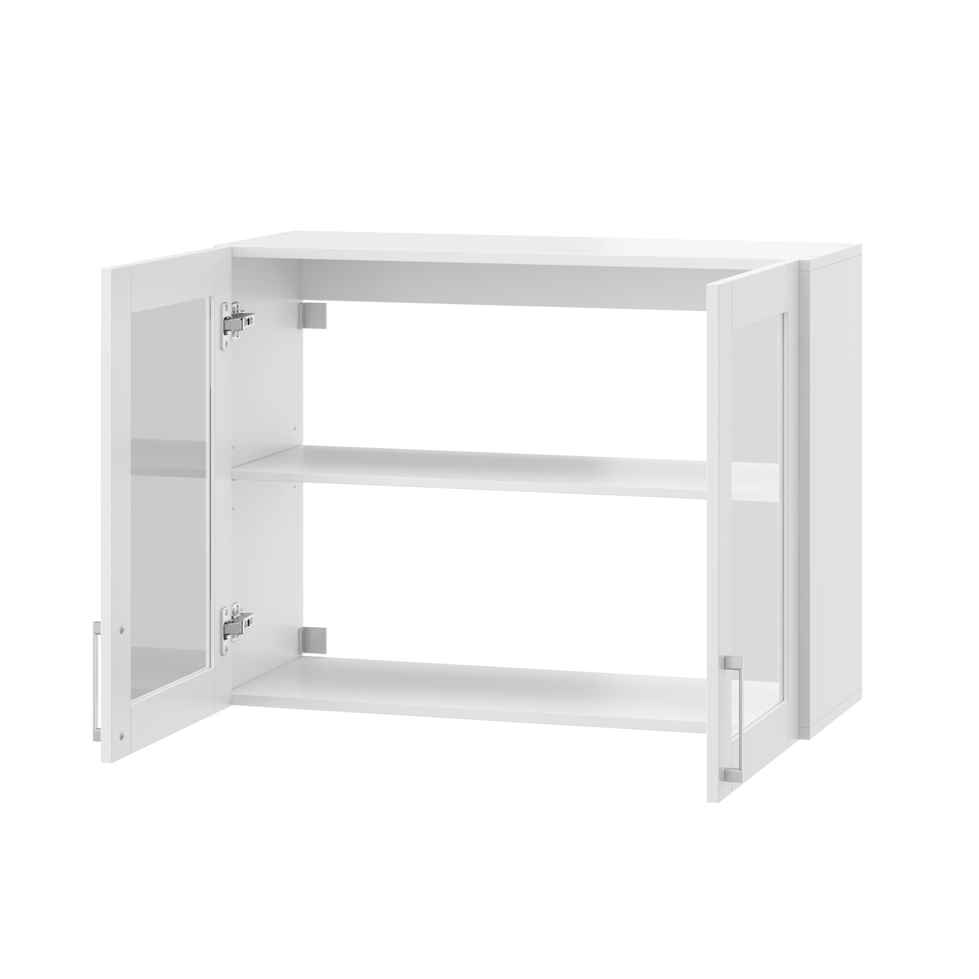 Meuble Haut de Cuisine avec 2 Portes en Verre, Armoire Murale de Cuisine avec Étagère réglable, 80 x 31.5 x 60cm, Blanc - 2