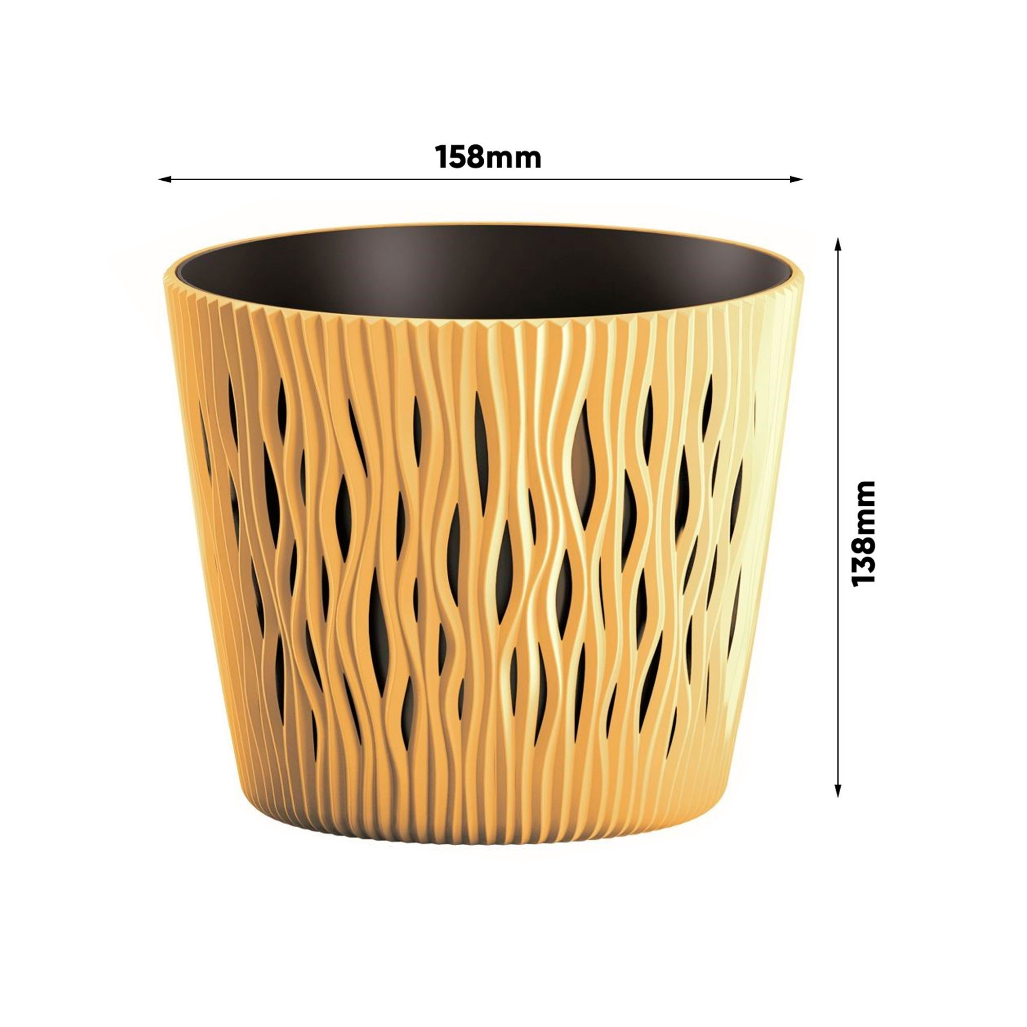 3 Pot de fleurs rond plastique jaume 15x15x13 cm - Sandy Round - 2