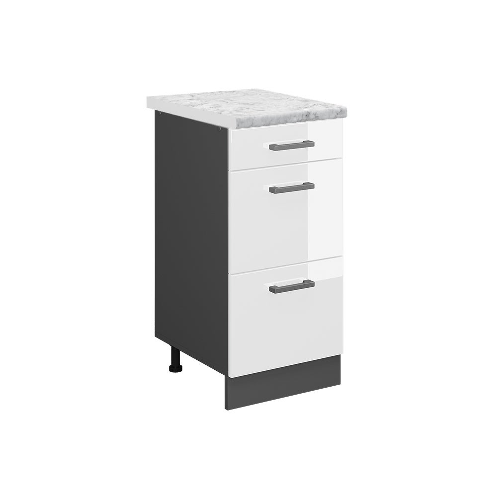 Vicco Szafka dolna do kuchni R-Line, Biały wysoki połysk, 40 cm BR Marmur