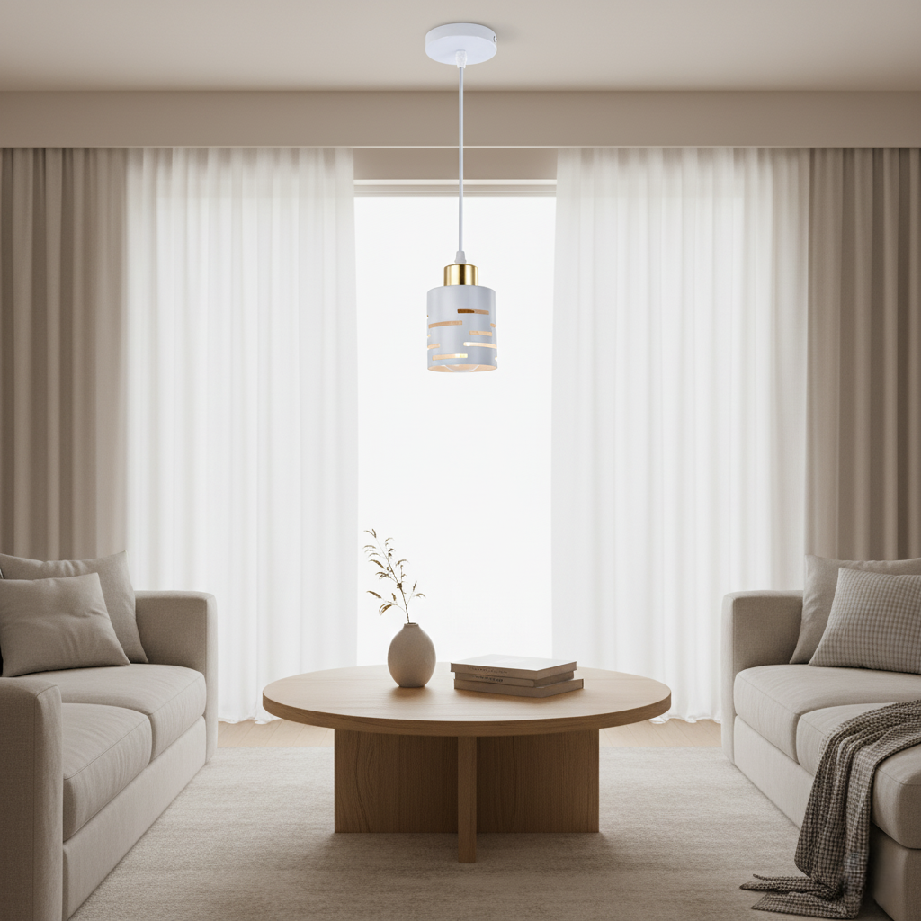 Lampa wisząca sufitowa E27 LED Elen IP20 żyrandol oprawa pojedyncza biała złota MasterLED - 4