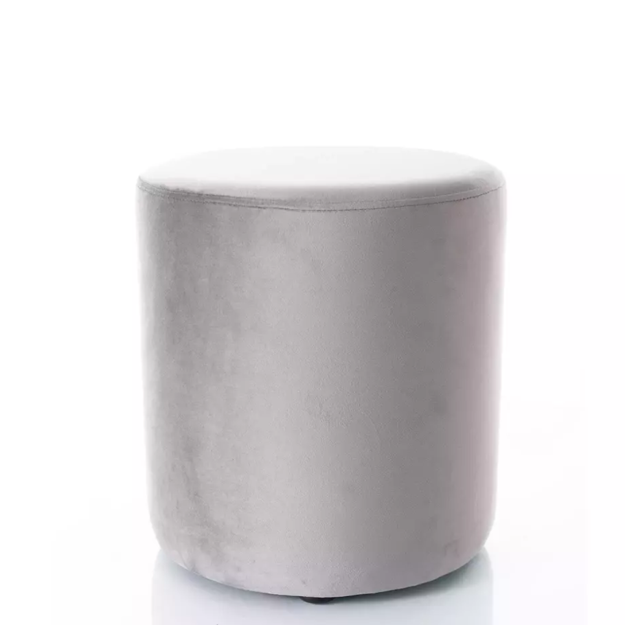 Pouf rond en velours 38 x 42 cm gris DELTA | Leroy Merlin