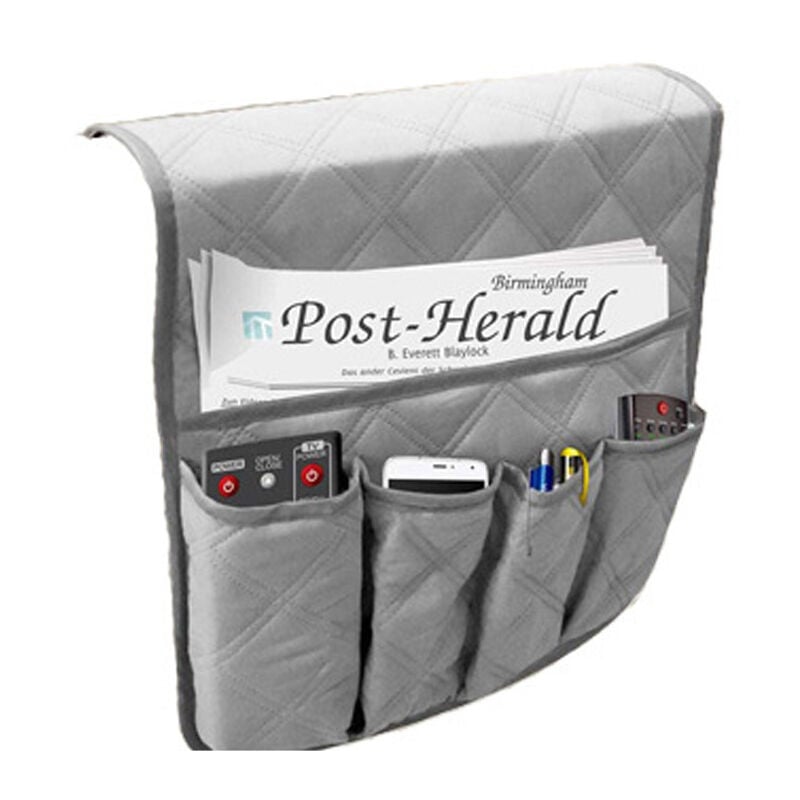 Organisateur Accoudoir Canapé Avec Plateau Et Poches - Support Rangement Télécommande Noir