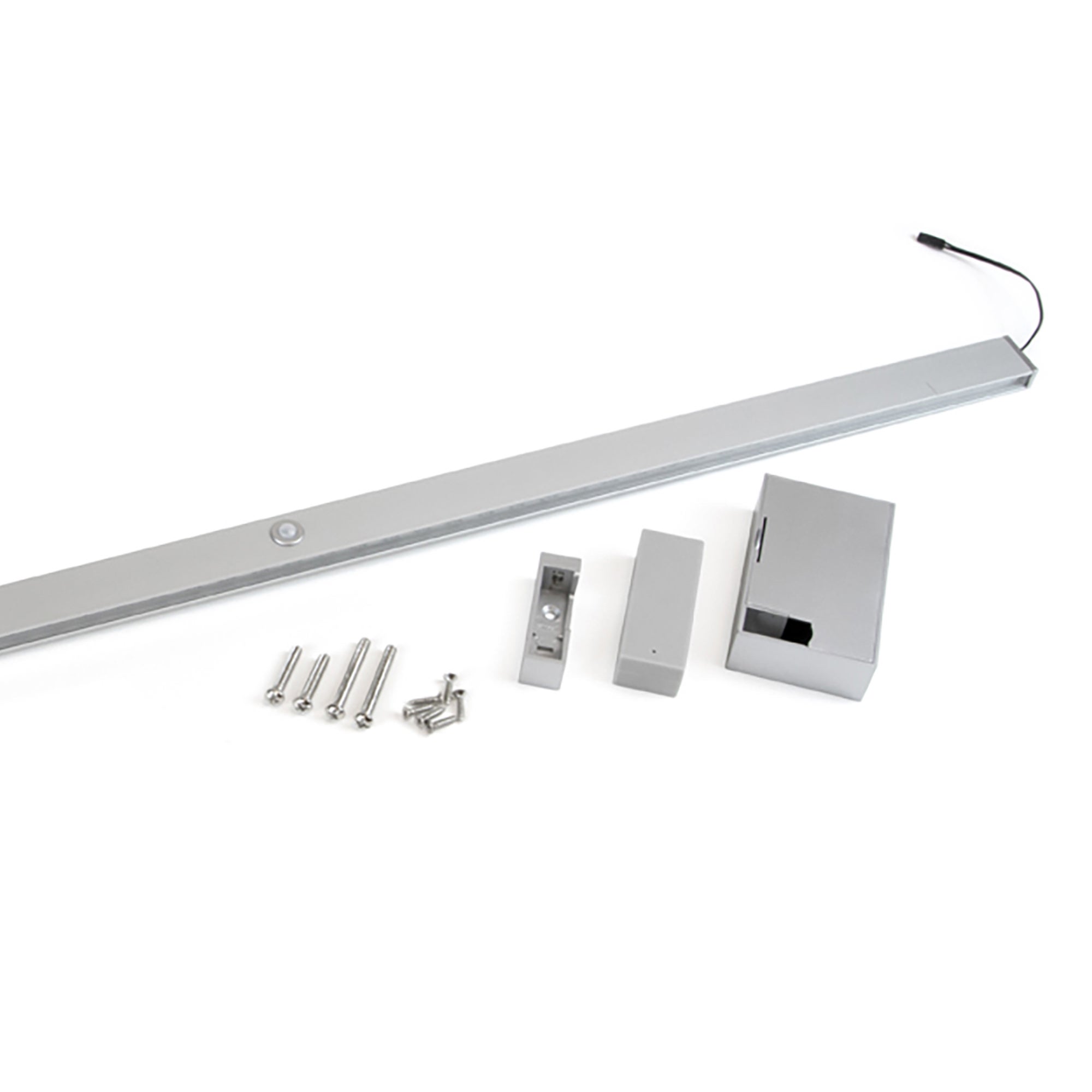 Emuca Drążek LED do szafy Castor, wysuwana bateria i czujnik ruchu, L708 mm, Plastik i aluminium, Szary metaliczny
