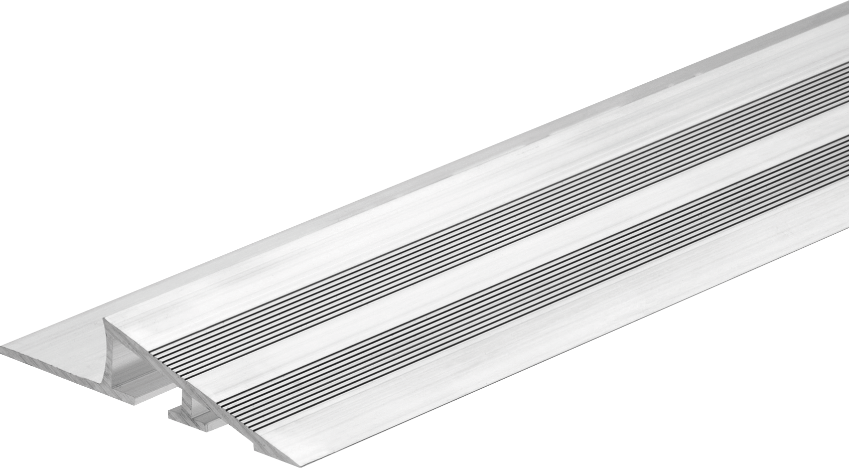 Profil do glazury aluminiowy najazdowy skośny ryflowany 44x13mm Cezar Naturalny 2,50m