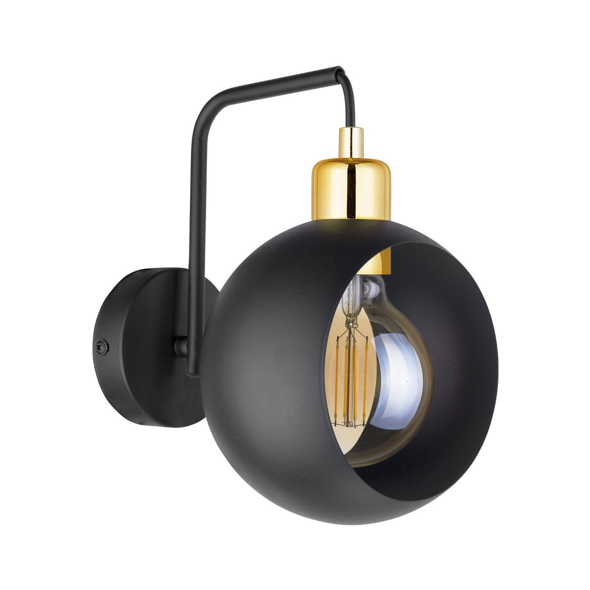 Kinkiet ścienny Cyklop czarny-mosiądz-złoty 1xE27x15W wym: 26 x 17 x 24 cm metal IP20 TK Lighting