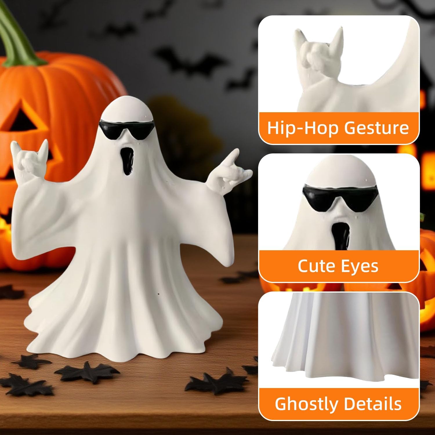 ichuanyi Figurine fantôme doigt d'honneur – Statue de fantôme amusante pour décoration d'Halloween – Statues de fantômes mignons en résine – Figurine de fantômes effrayants pour la maison et le jardin