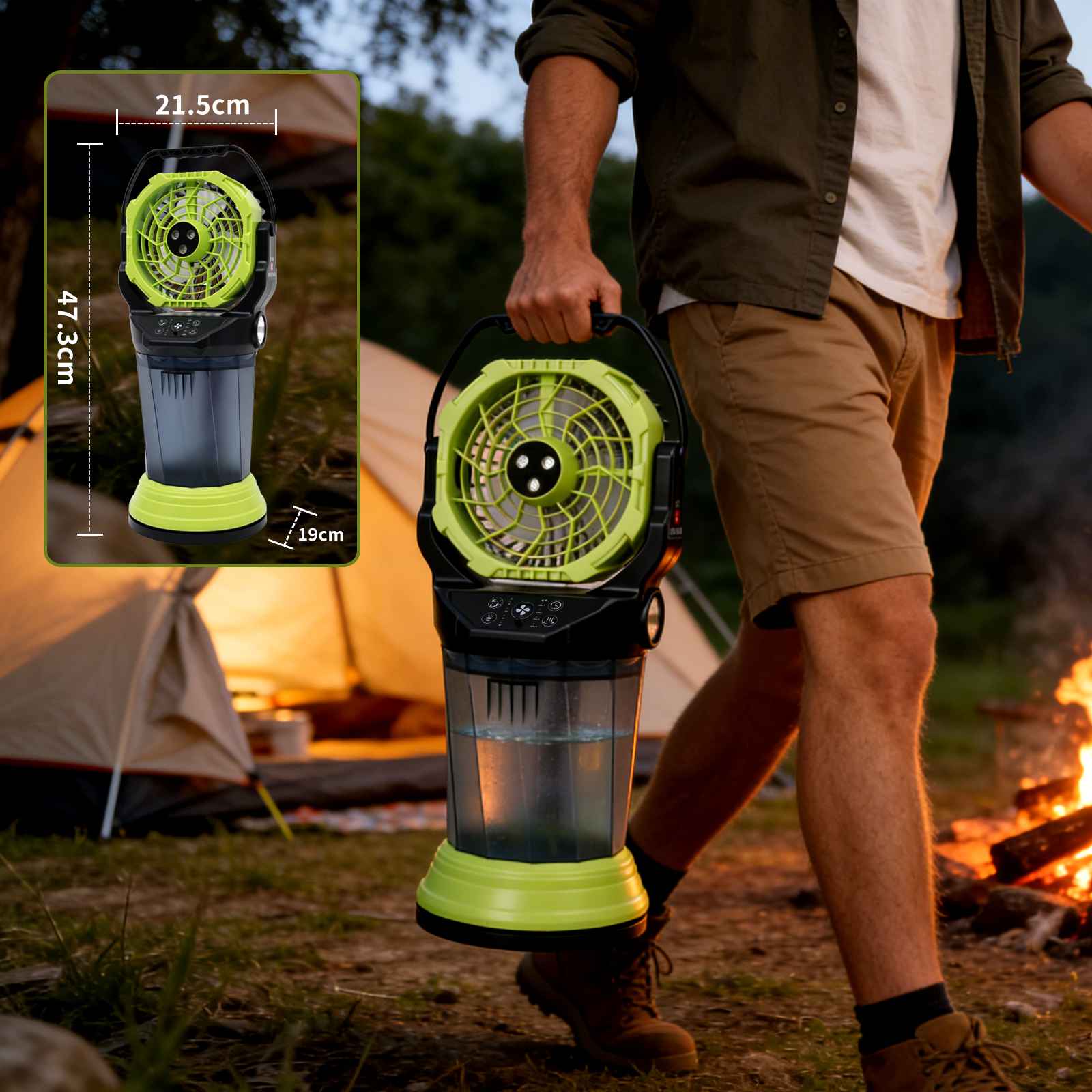 Ventilateur Brumisateur Portable F65 15000mAh Rechargeable Vert Haute Puissance Refroidisseur Air Extérieur Intérieur Silencieux - 8
