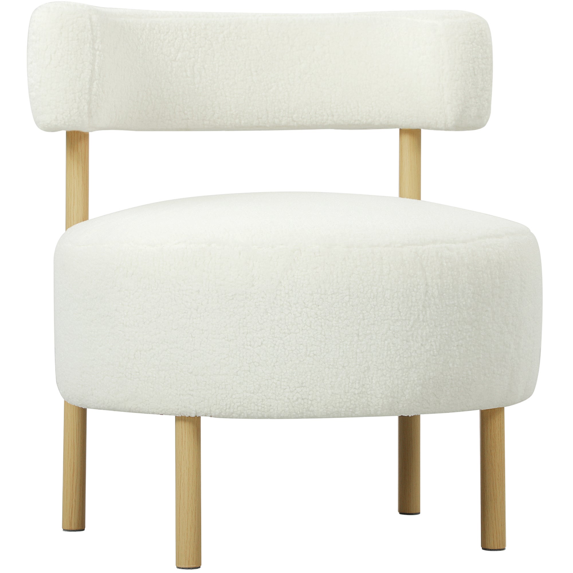 Fauteuil lounge capitonné une place bouclé crème dossier incurvé assise large 67x67x71 - 2
