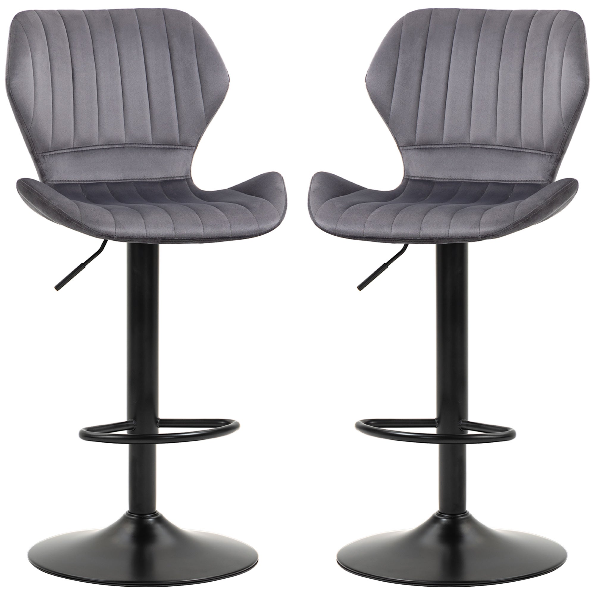 HOMCOM Set 2 Sgabelli Da Bar Con Schienale E Poggiapiedi, Sgabelli Da Bar Con Schienale E Poggiapiedi Sgabelli Da Cucina Girevoli Con Altezza Regolabile 38x42x82 104cm Bianco 85637196