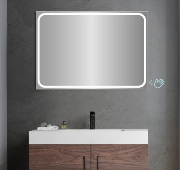 Espelho retangular de casa de banho com luz LED com sensor IR ligado - Luz branca fria (5700K) - 100 x 70cm | Modelo Roma