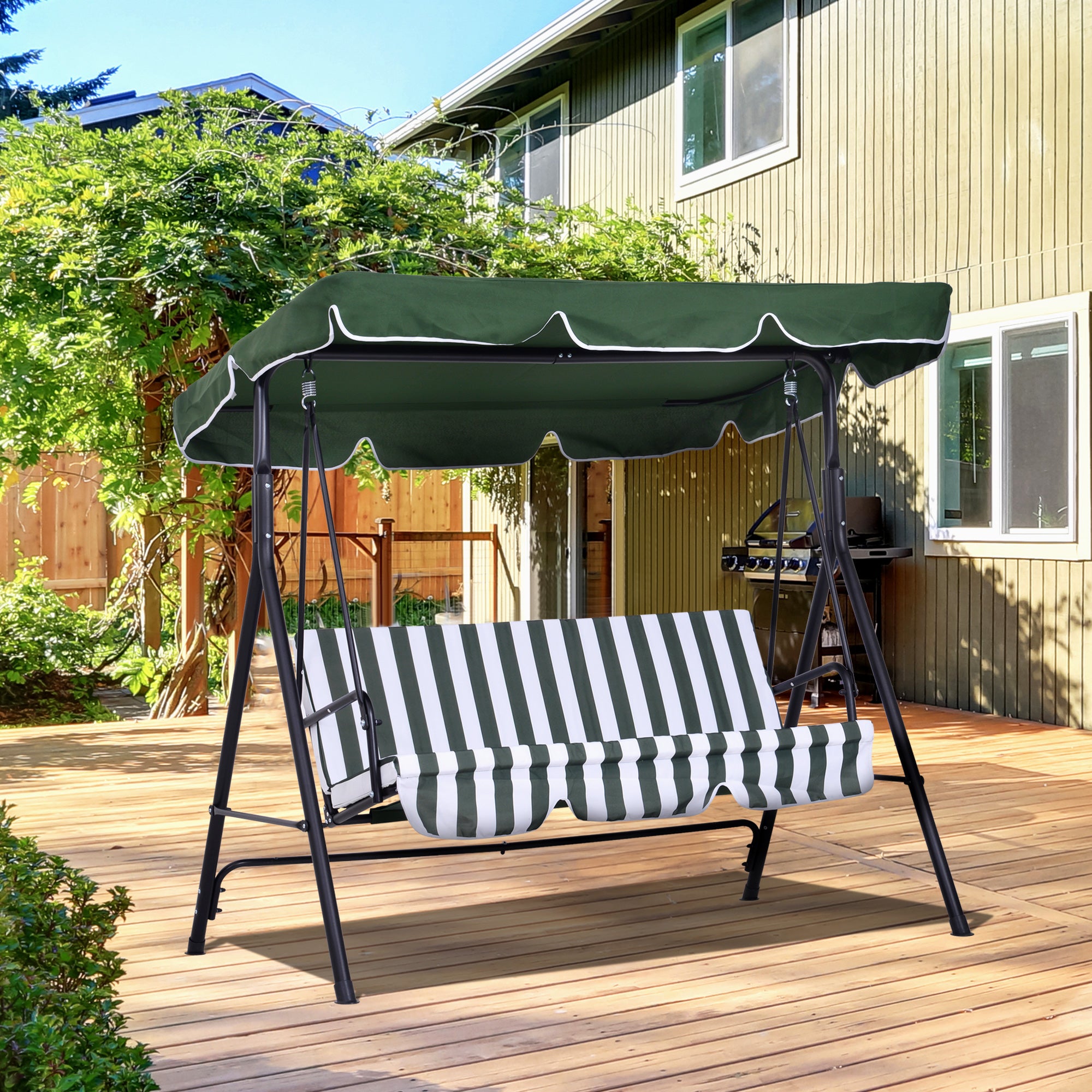 Baloiço de Jardim Outsunny Tecido de poliéster e aço Verde 172x110x153 cm - 2
