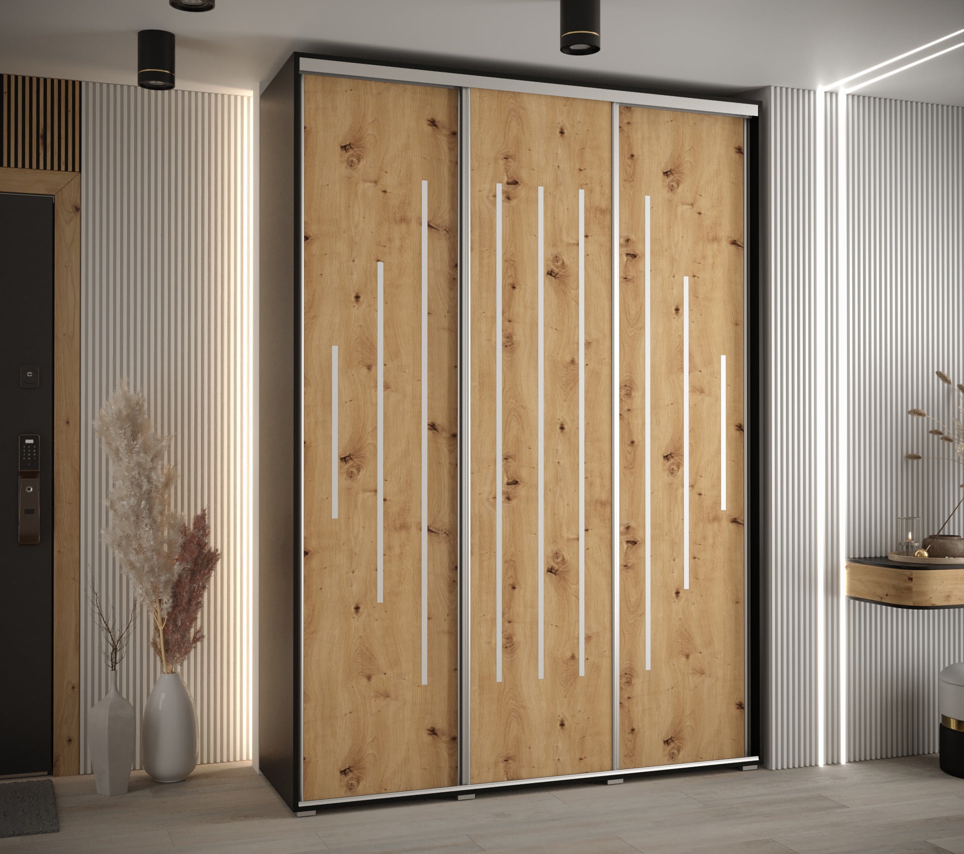 Szafa przesuwna wysoka Davos 12 170 x 45 x 235,2 cm czarny + artisan + u. srebrny - Abiks Meble - 2