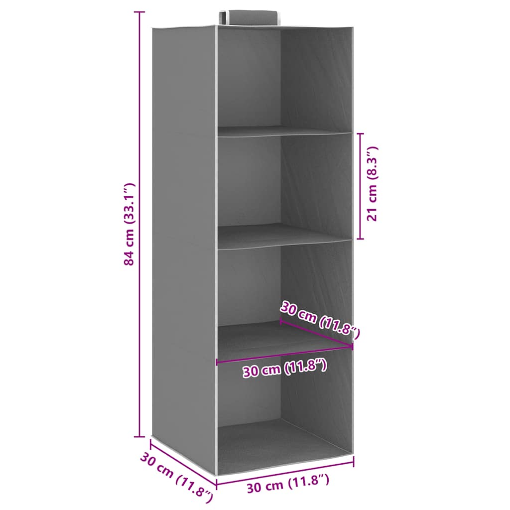 Étagères suspendues de rangement 2 pcs 4 niveaux Tissu vidaXL - 9
