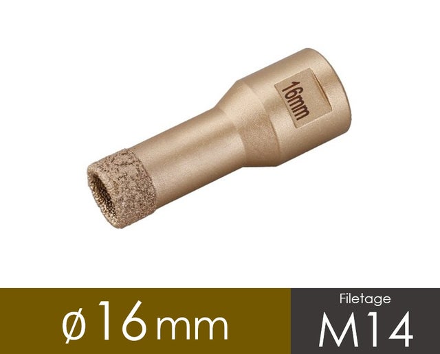 Trépan diamanté 16mm pour meuleuse avec filetage M14 - Usage professionnel