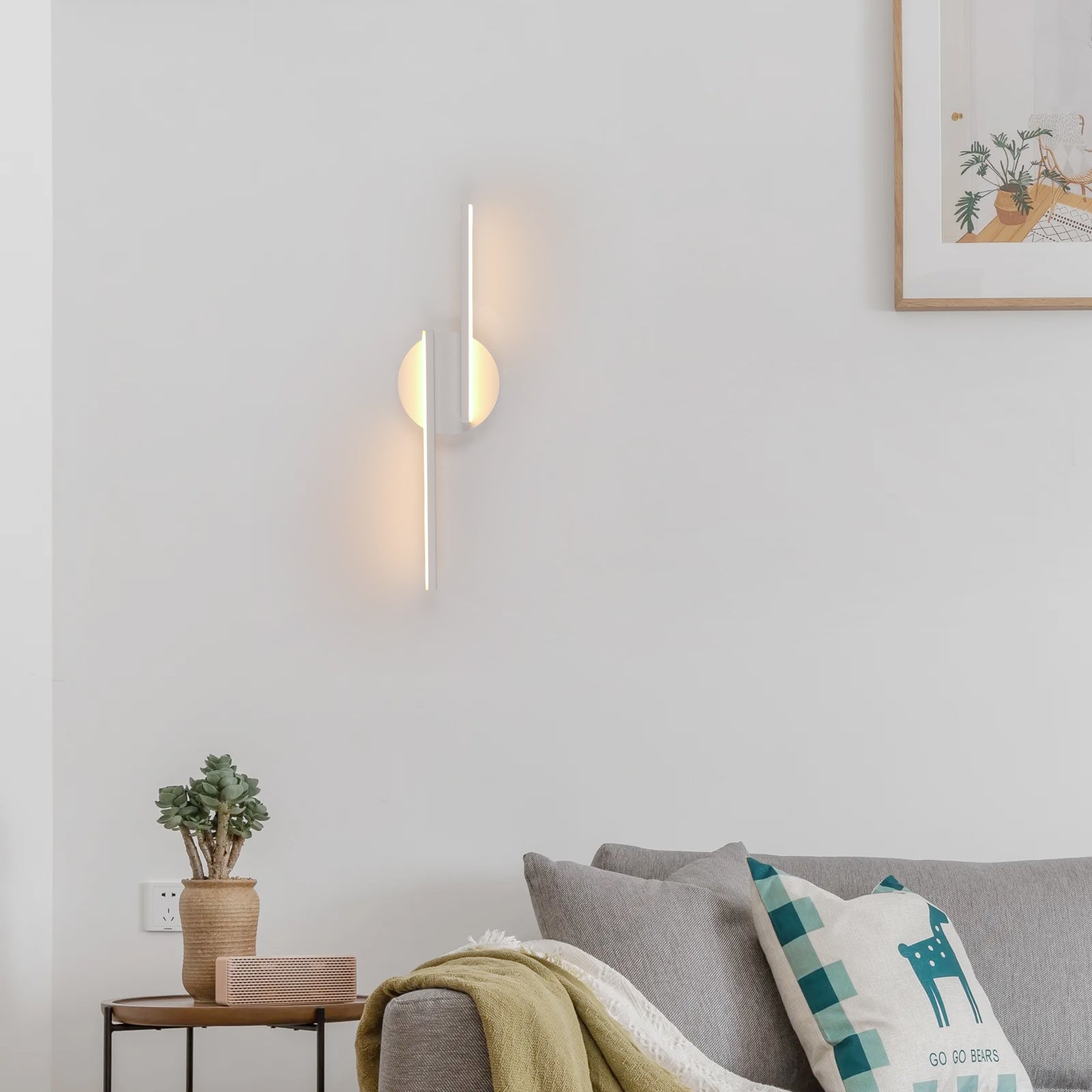 GOECO Applique murale LED Moderne 16 W pour Salon et Chambre à Coucher, Lampe Murale et de Chevet Intérieure, Lumière Blanche Chaude 3000K - 6