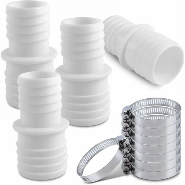 Złącze do węża basenowego z zaciskiem, adapter do przyłącza basenowego 32 mm x 38 mm, opakowanie 4 szt.
