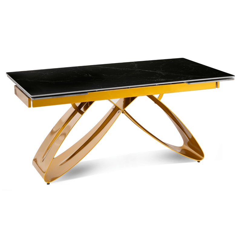 Stół Ceramiczny Rozkładany Spiek Kwarcowy Do Jadalni Czarny LUIGI 160/240