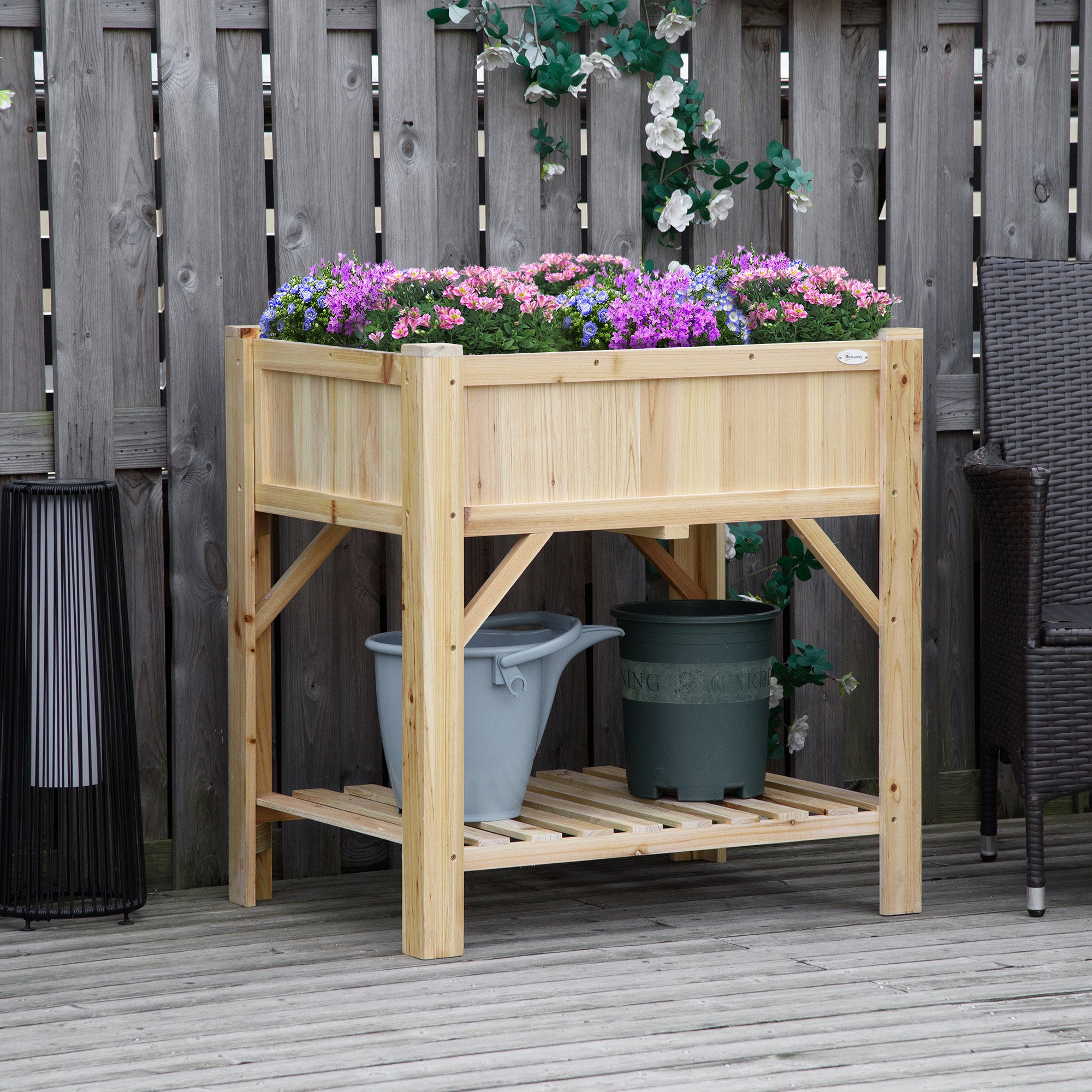 Jardinière surélevée à 6 compartiments, avec base en sapin, 78,5 x 58 x 81 cm - 4