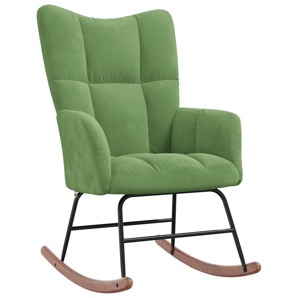Silla mecedora | sillón balancín relax | sillón de salón de terciopelo verde claro cfw614721