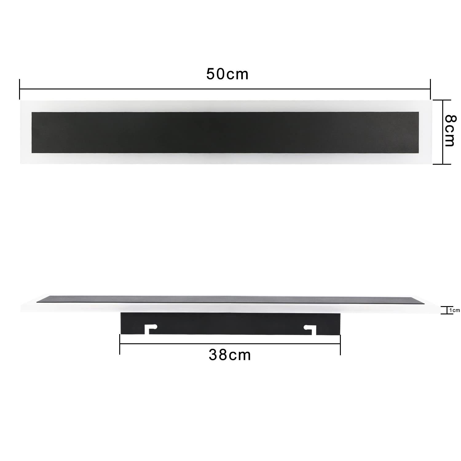 NETTLIFE Kinkiet zewnętrzny LED: kinkiet wewnętrzny o długości 50 cm, 10 W, czarny kinkiet, 3000 K, nowoczesna lampa zewnętrzna IP65 - 7