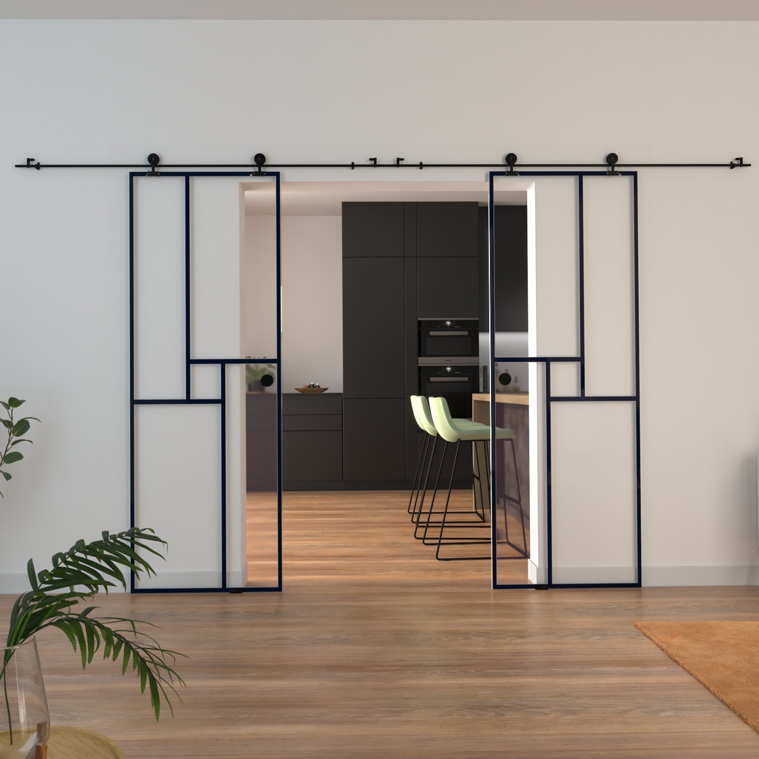 KIT connecteur pour double porte avec rail noir apparent - AURYS NORMANDIE - 7