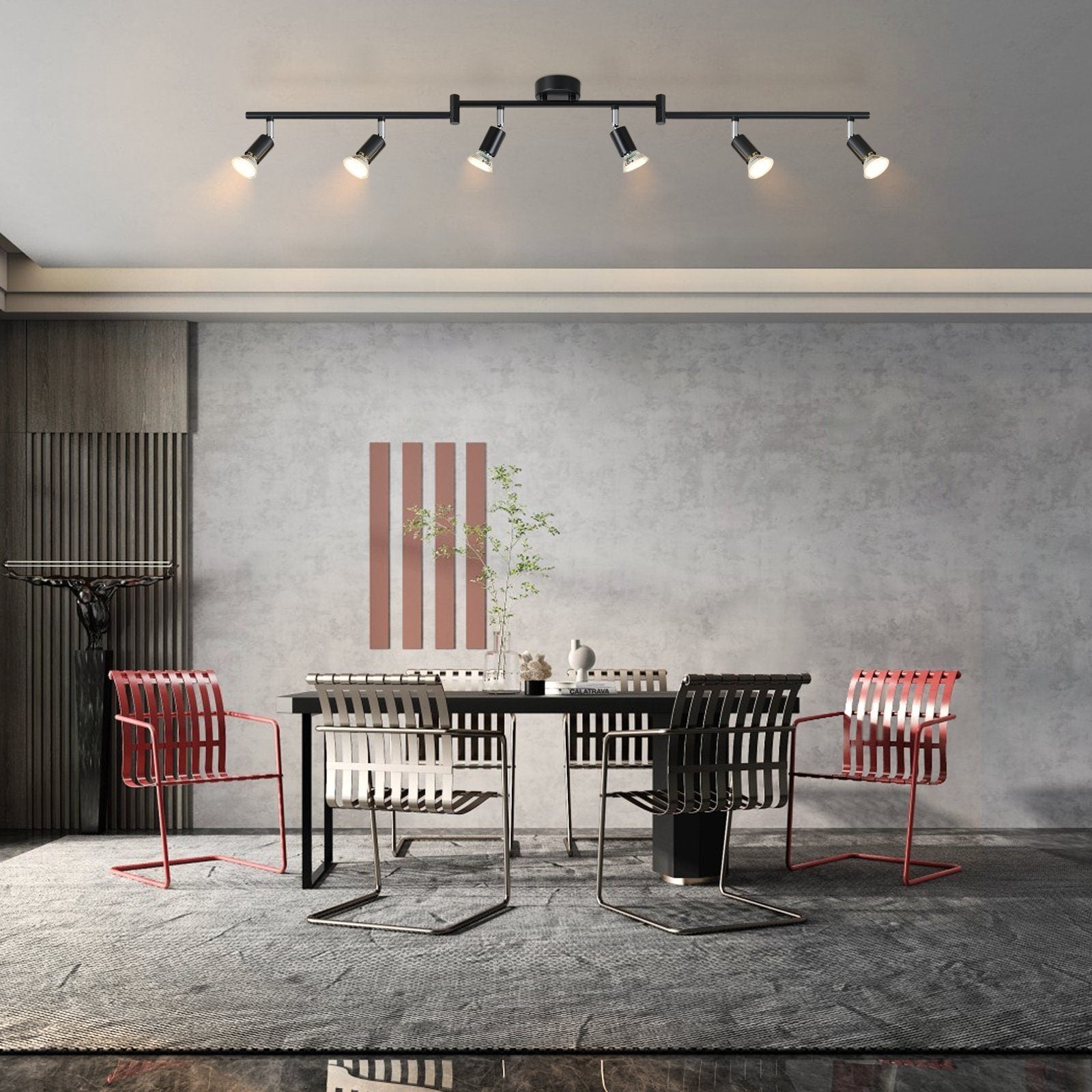 NETTLIFE 6 czarnych metalowych Reflektorowaów sufitowych GU10 regulowanych o 330° do kuchni, salonu, sypialni - 5
