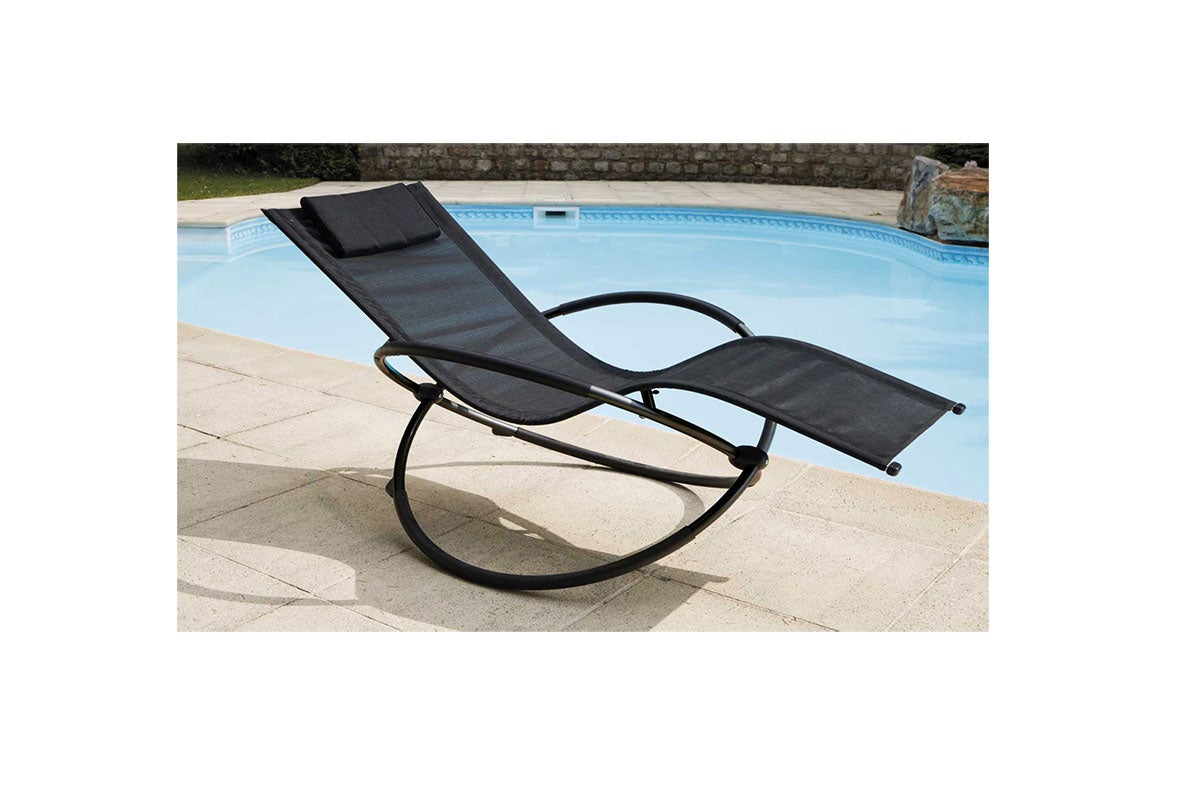 Transat de jardin en acier - pliable - noir - ELYPSE - 5