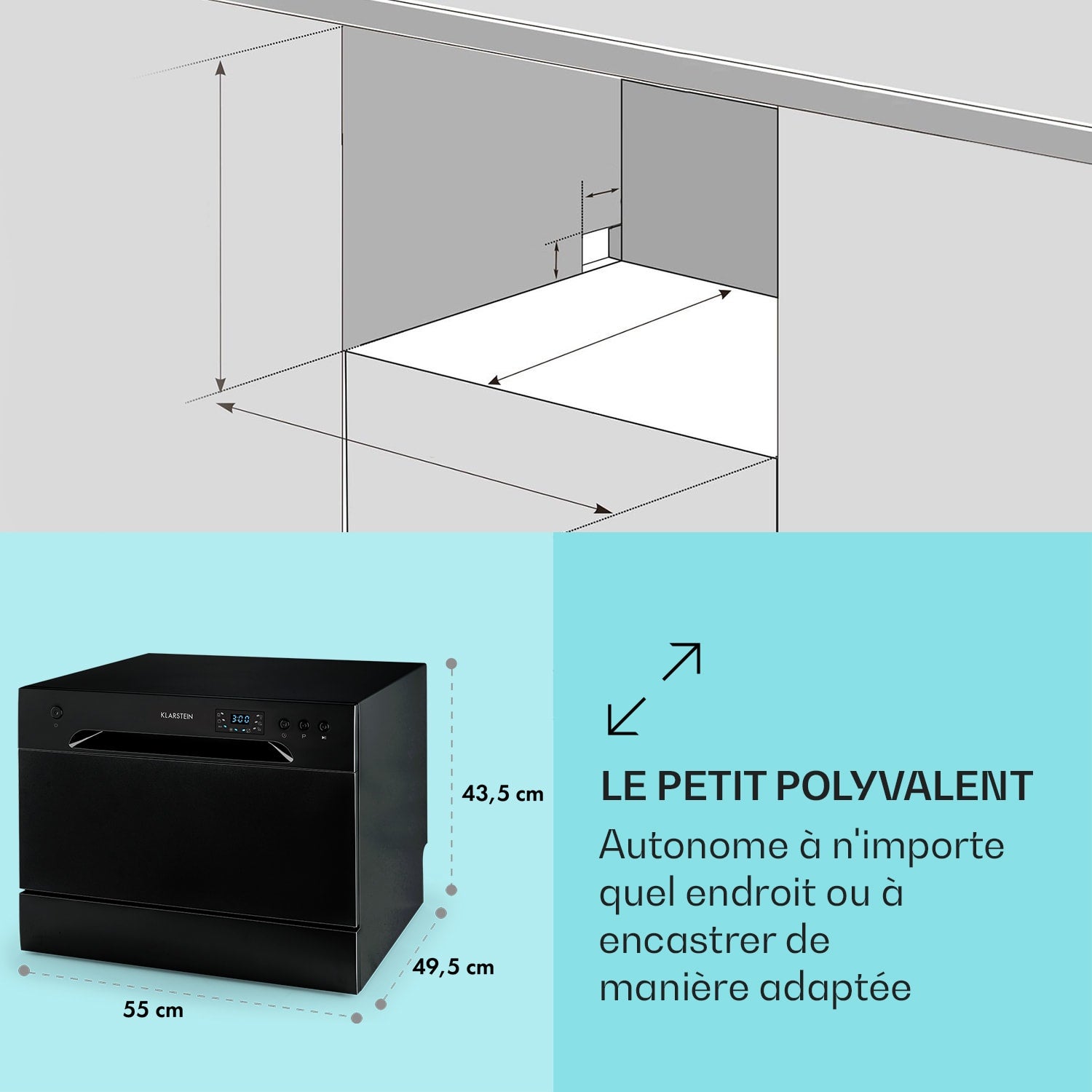 KLARSTEIN Havasia UV 6 Lave-vaisselle lumière UV en pose libre 1380 W Noir - 5