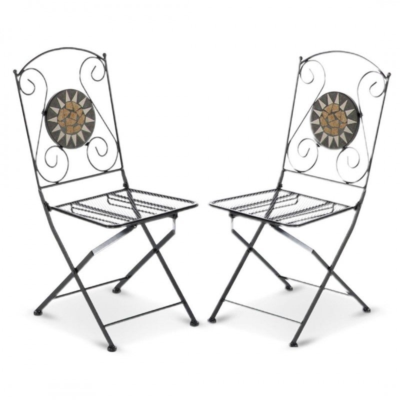 Chaise pliante pliable en fer et mosaïque pour extérieur MUSA 2 pcs - 4