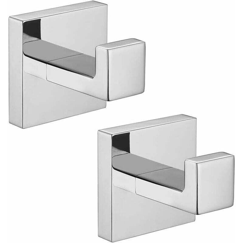 Zestaw 2 wieszaków łazienkowych, kwadratowy wieszak na ubrania ze stali nierdzewnej, kolor srebrny