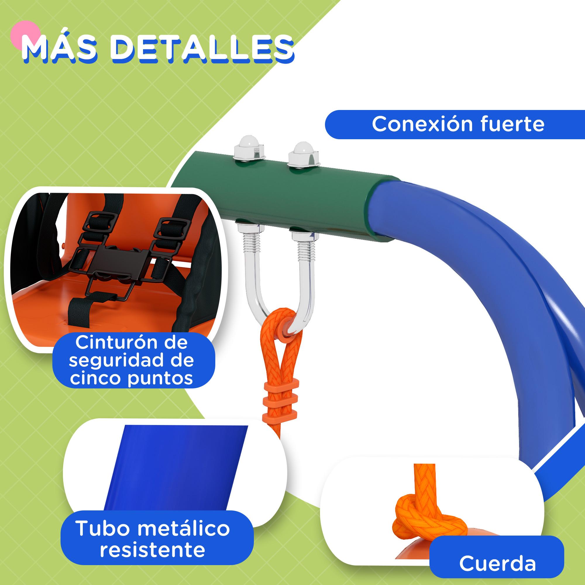 Baloiço para Crianças Outsunny Metal, PE Orange 180x160x182 cm - 7