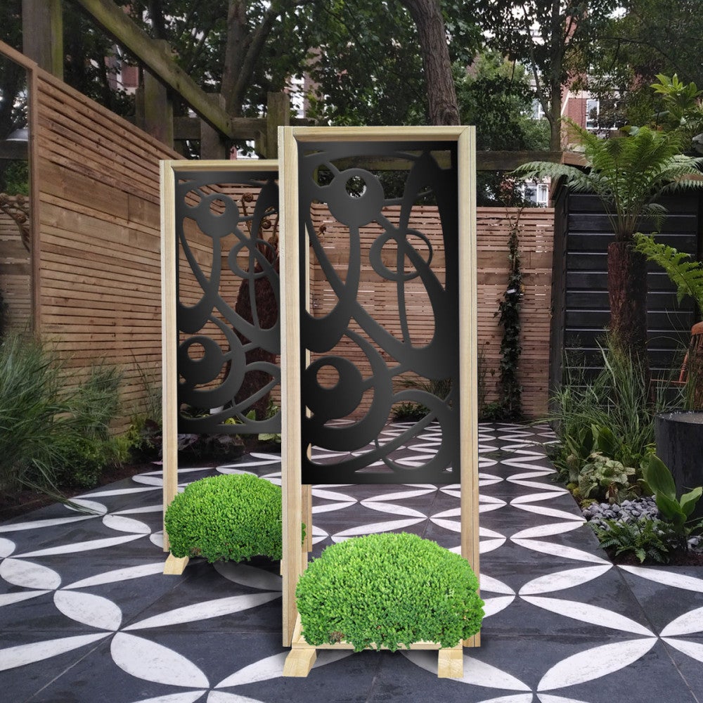 INTERSTELLAR - Wolnostojący modułowy ekran - 70x190 cm - Wykonany z drewna i PVC, kolor wnętrza czarny