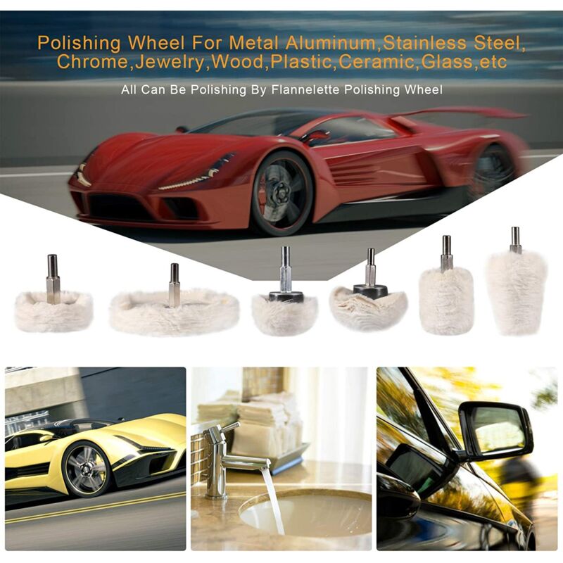 Accessoires de polissage, tournevis sans fil, meules/pads/cônes de polissage, brosses coniques, coton, pour perceuses - 5