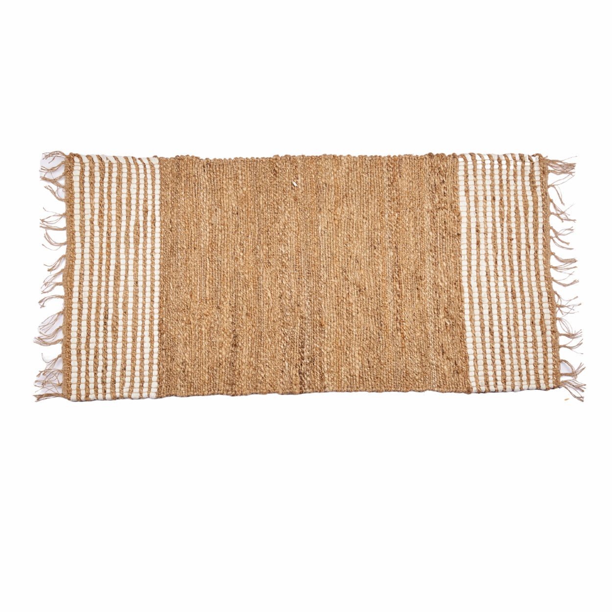 Dywan jutowy GIFTDECOR naturalny beż białe pasy 70x140 cm 1 szt.
