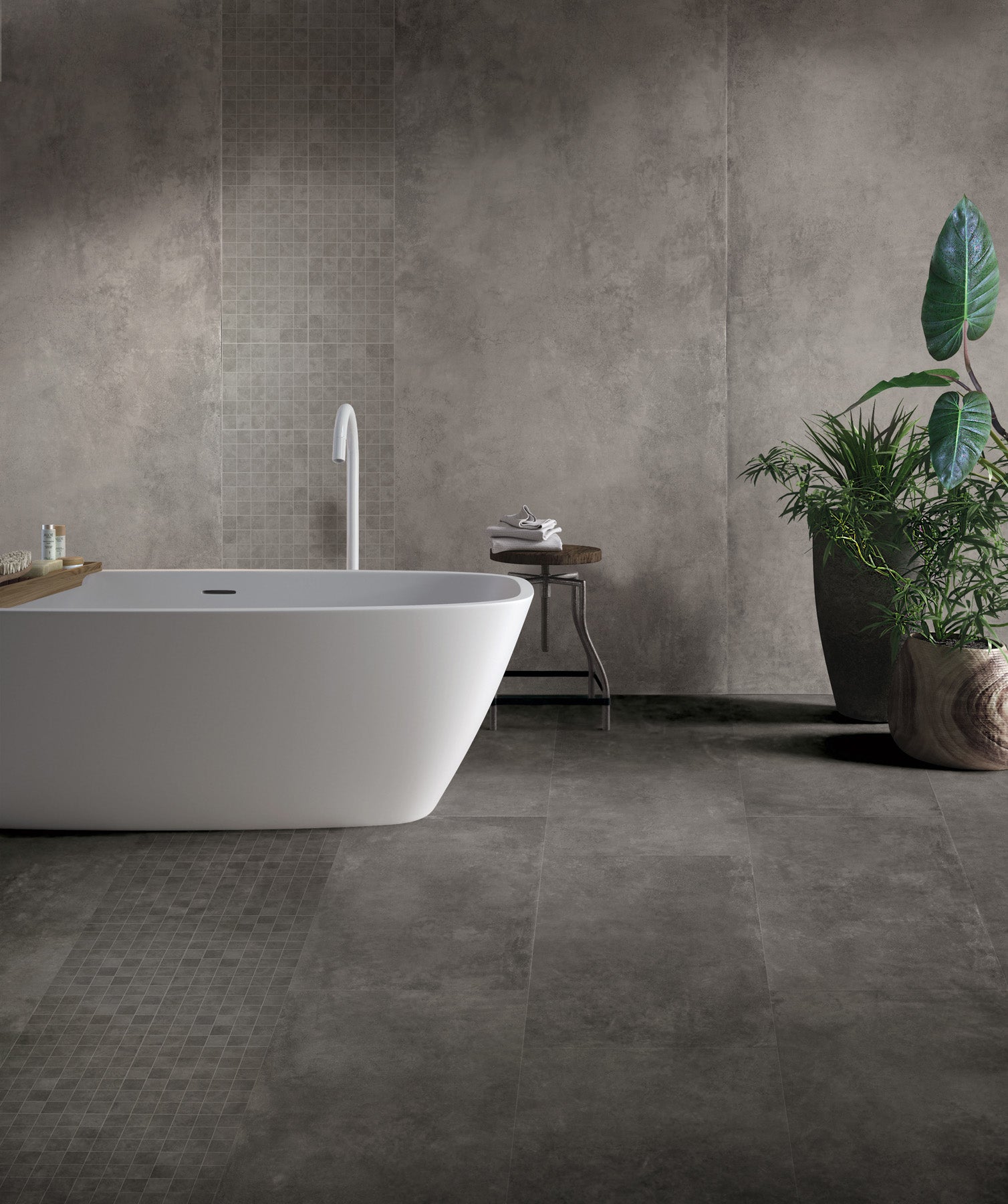 Grès Cérame Effet Béton Ciré Anthracite 60X60 - EPAE673 (Ceramishop.fr) - 3