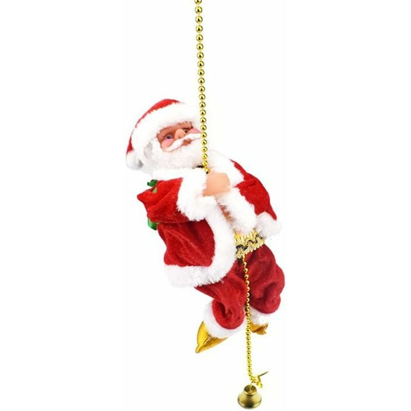 Babbo Natale elettrico che si arrampica, Babbo Natale che si arrampica su una scala di corda, creativo di Babbo Natale appeso - 4