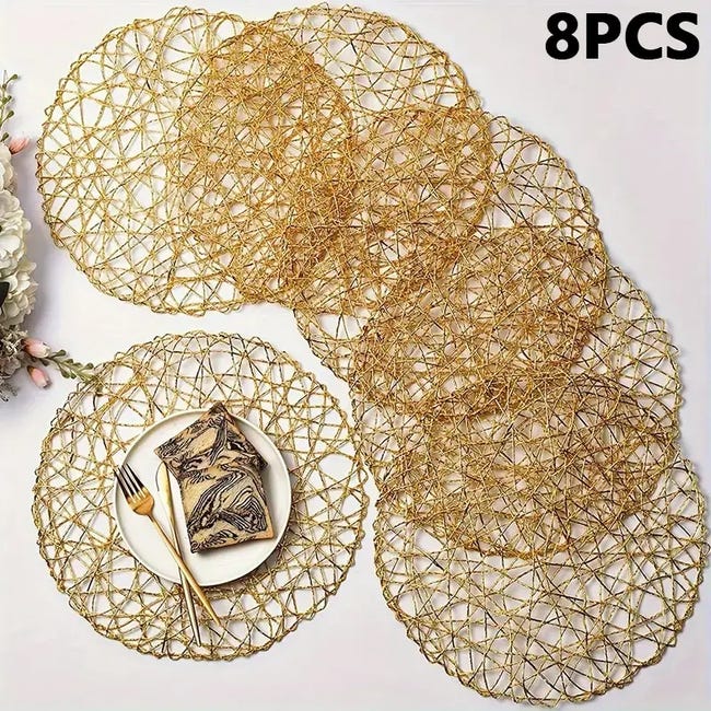 Set Di 8 Tovagliette Rotonde E Sottovasi In PVC – Antiscivolo, Termiche E Lavabili – Per Tavola, Cucina, Ristorante E Matrimoni