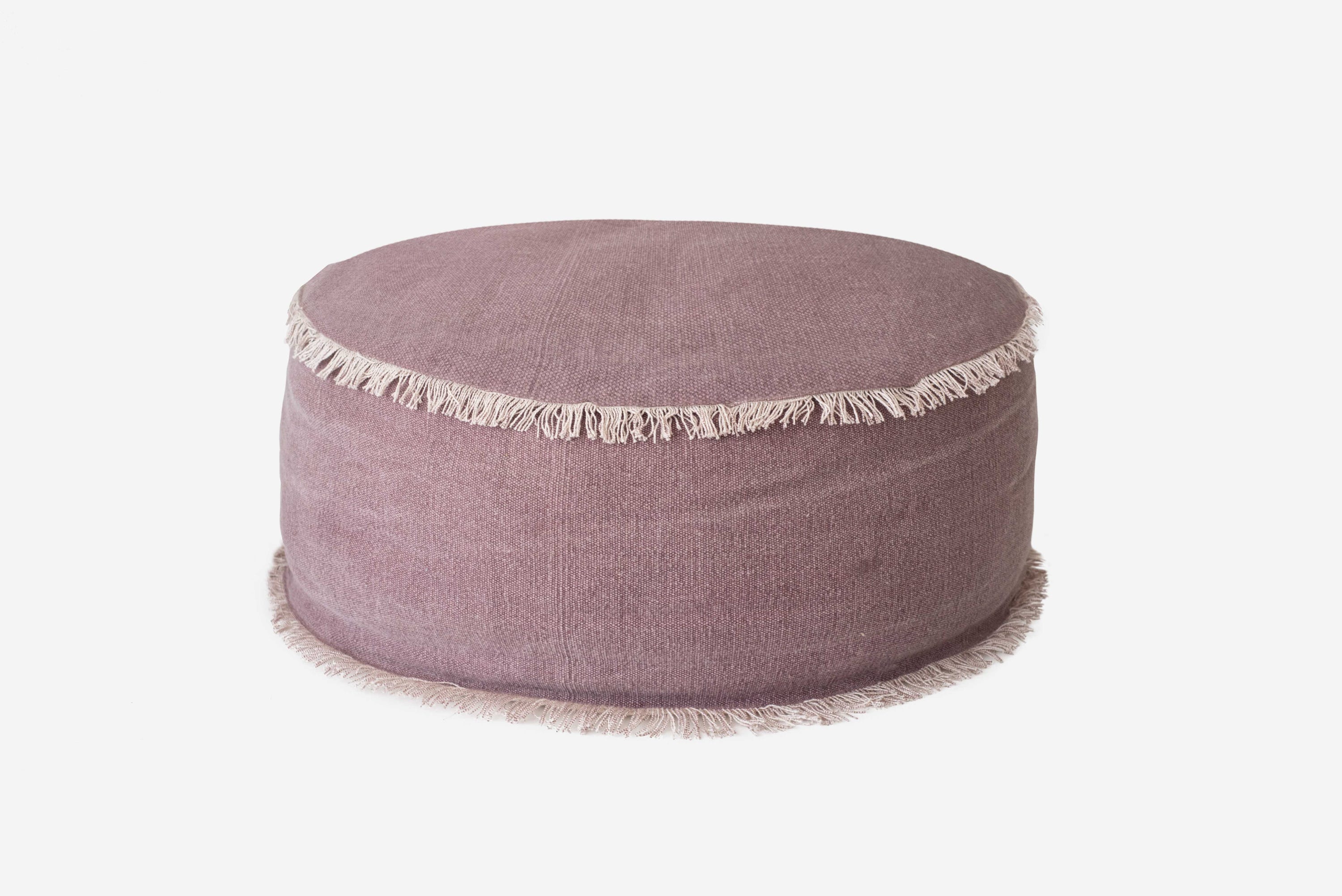 Pouf Ronde Rose POUF ROND À FRANGES ROSE Ø60x25CM | Leroy Merlin