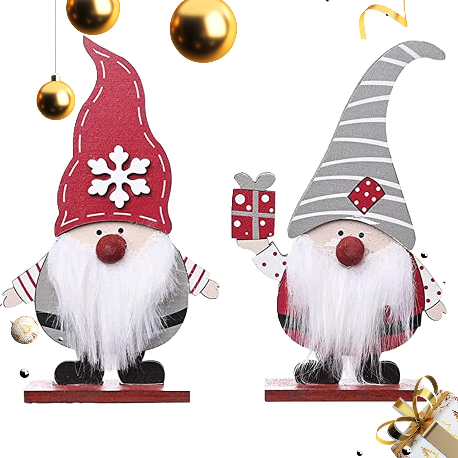 12 Petites Figurines Père Noël Rouge Vert Avec Cadeau - Mini Décoration Noël Logbuch-Verlag