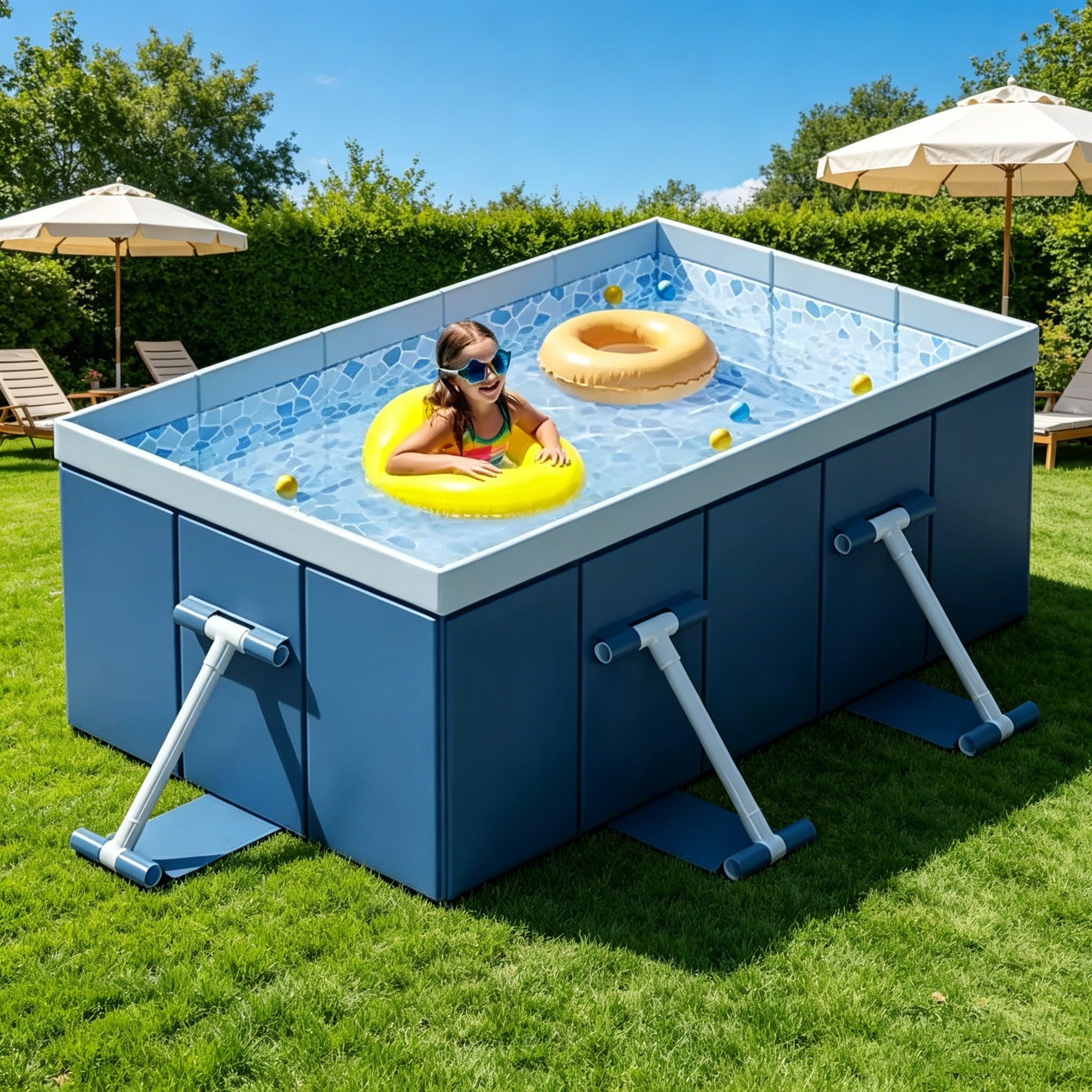 YM INTERNET – Piscine en tissu à cinq couches, épais et résistant à l'usure ; piscine durable pour terrasse, modèle de 2,1 mètres. - 8