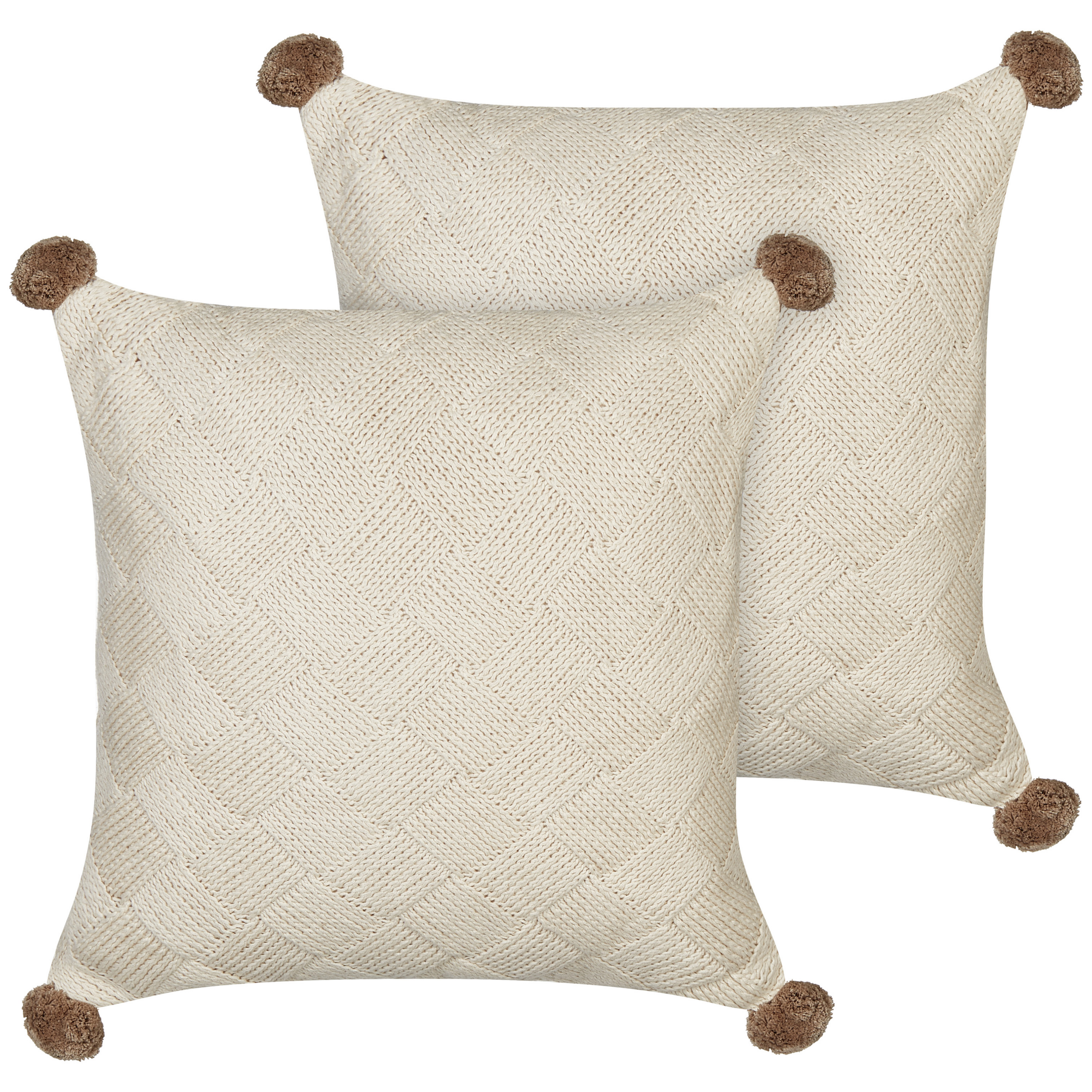 Beliani conjunto de 2 cojines oberonia algodón 45 x 45 cm liso beige