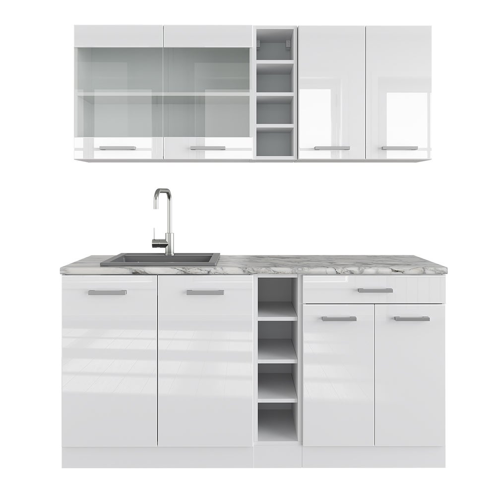 Cuisine Intégrée Vicco Raul – 240 Cm, Gris élégant, Moderne, Neuve Sous Emballage