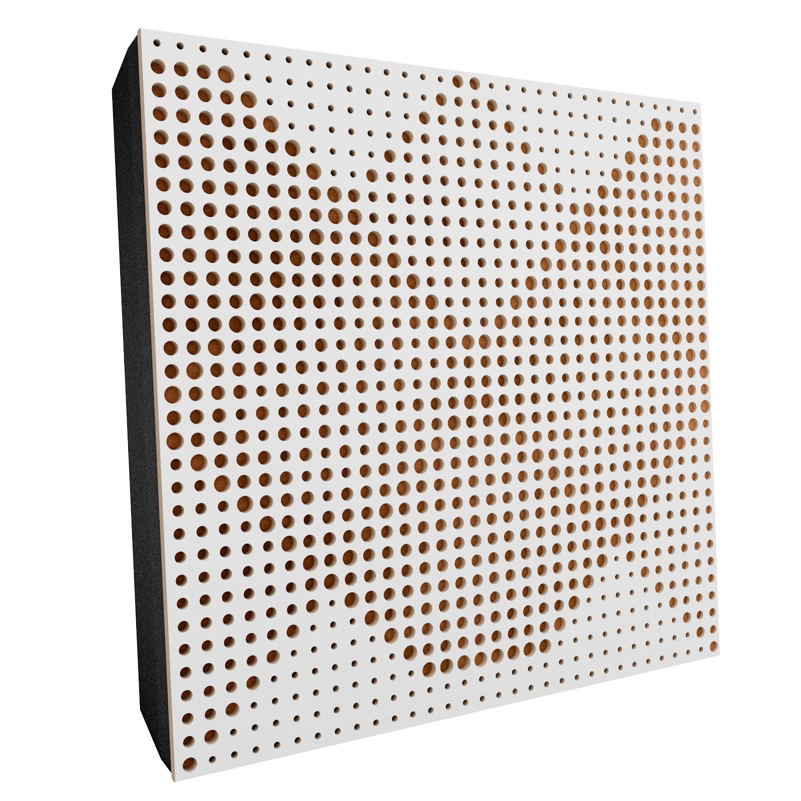 Lot de 2 Panneaux acoustiques WILDS-F décoratifs insonorisants 50x50x5 cm - MDF perforé laminé, tissu et mousse acoustique -Blanc+Doré - 2